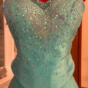 Size 16 Aqua sequined 2 piece formal.  EUC